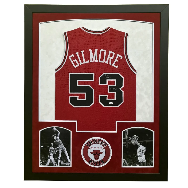 Artis Gilmore Signed HOF 11 Chicago Red Custom Suede Matte Framed Basketball Jersey