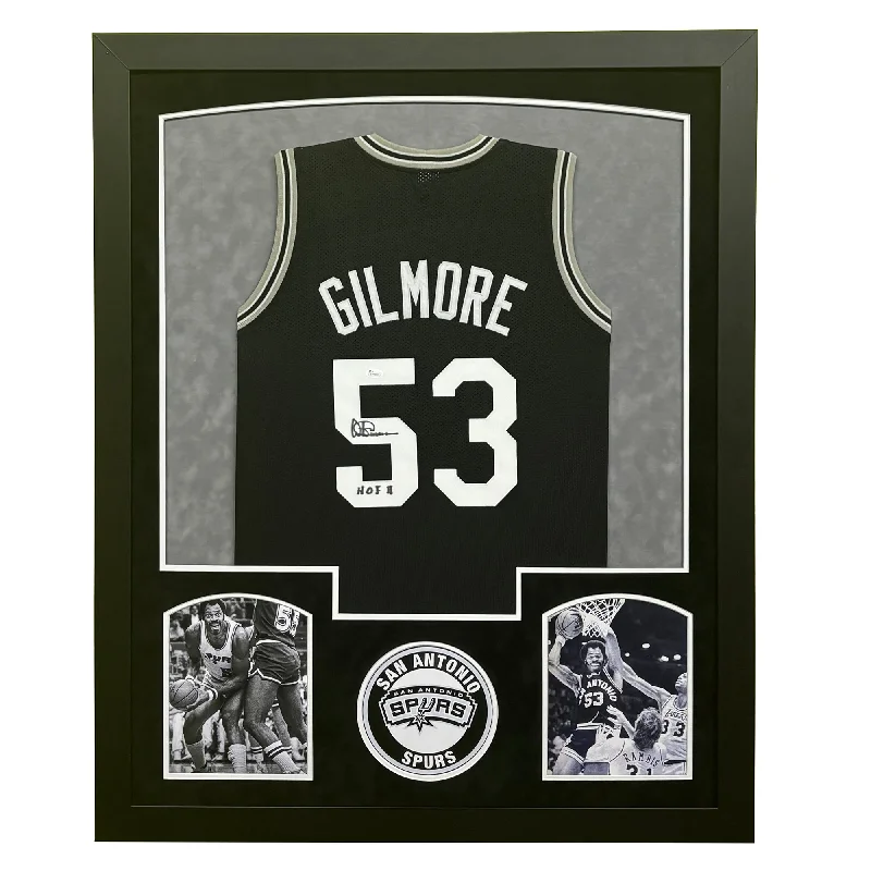 Artis Gilmore Signed HOF 11 San Antonio Black Custom Suede Matte Framed Basketball Jersey