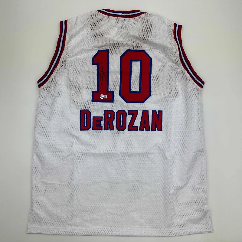 Autographed/Signed DeMar DeRozan Sacramento White KC Retro Jersey Beckett COA