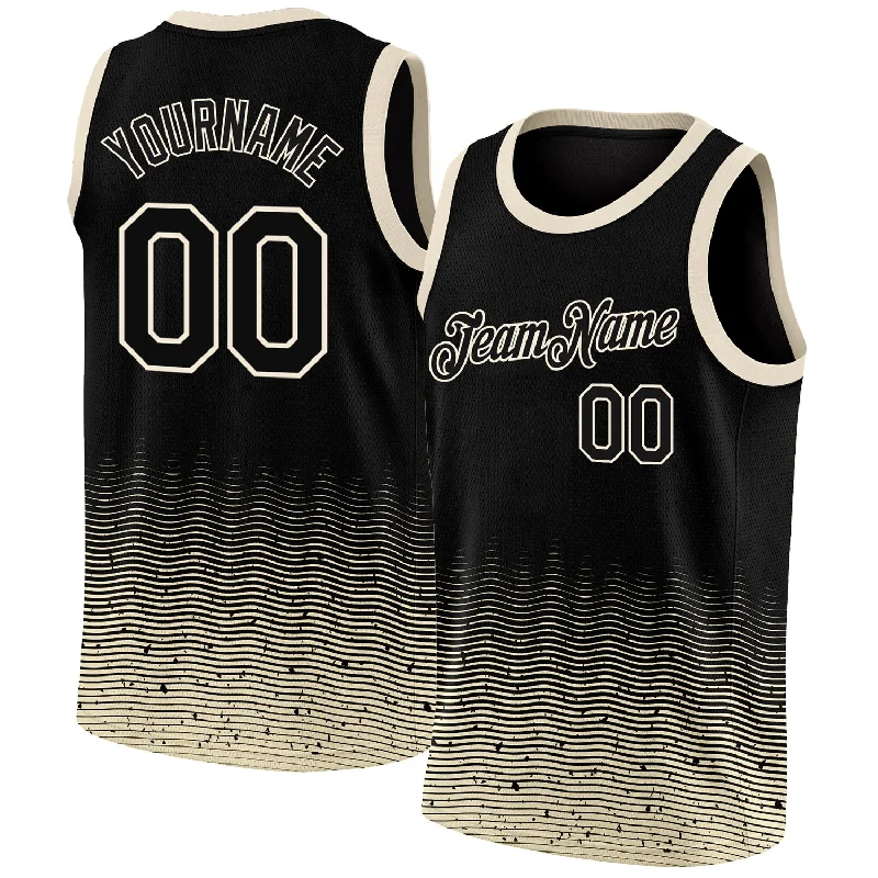 Custom Black Cream Fade Fashion Authentic City Edition Basketball Jersey