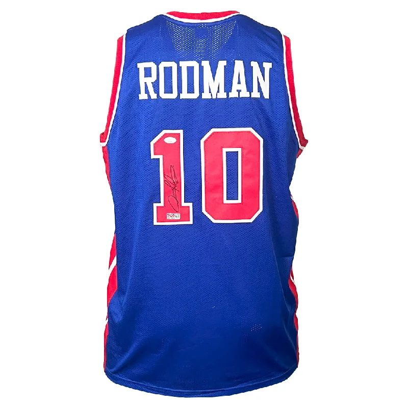 Dennis Rodman Signed Detroit Blue Basketball Jersey (JSA)