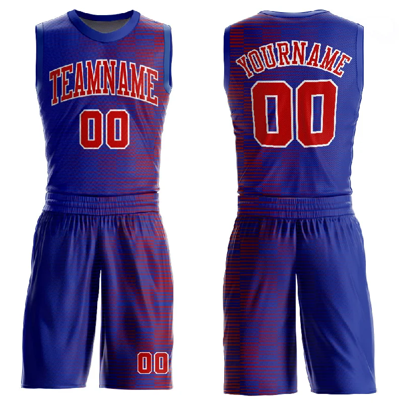 Custom Royal Red-White Round Neck Sublimation Basketball Suit Jersey