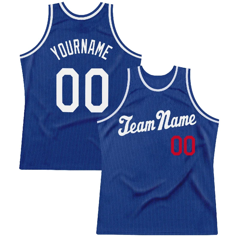 Custom Royal White-Red Authentic Throwback Basketball Jersey