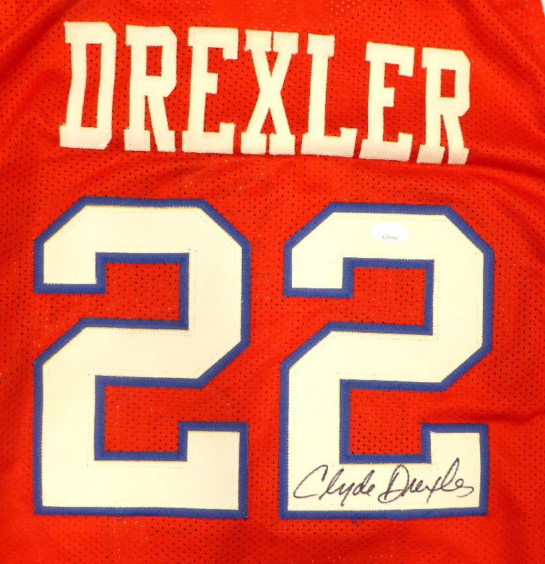 Houston Cougars Clyde Drexler Autographed Red Jersey JSA #WIT499484