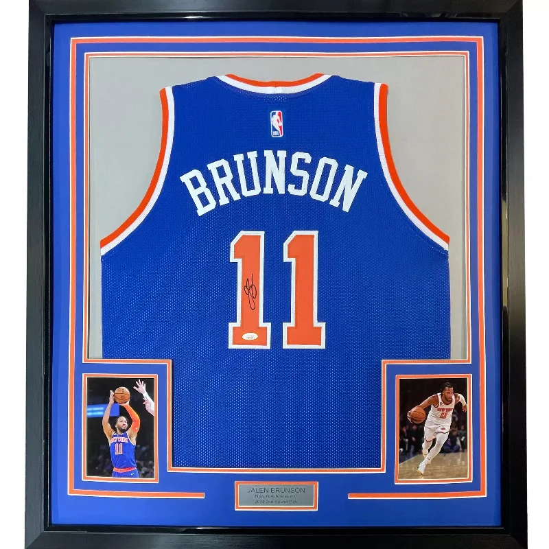 Jalen Brunson Autographed New York Knicks Blue Nike Jersey JSA COA