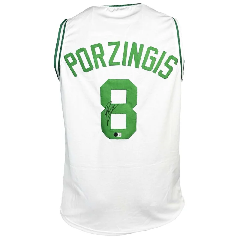 Kristaps Porzingis Signed Boston White Basketball Jersey (Beckett)