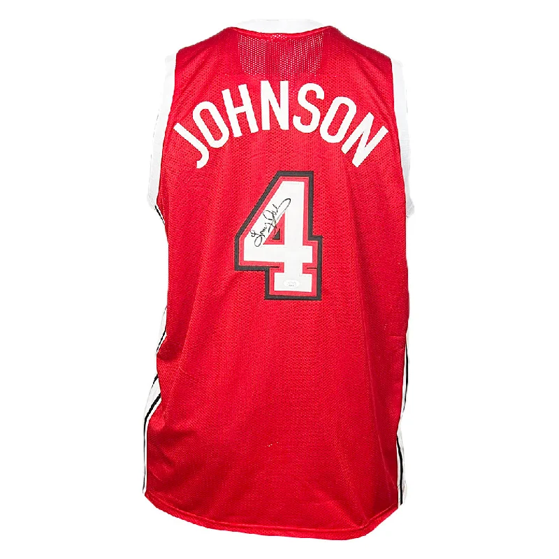 Larry Johnson Signed UNLV College Red Basketball Jersey (JSA)