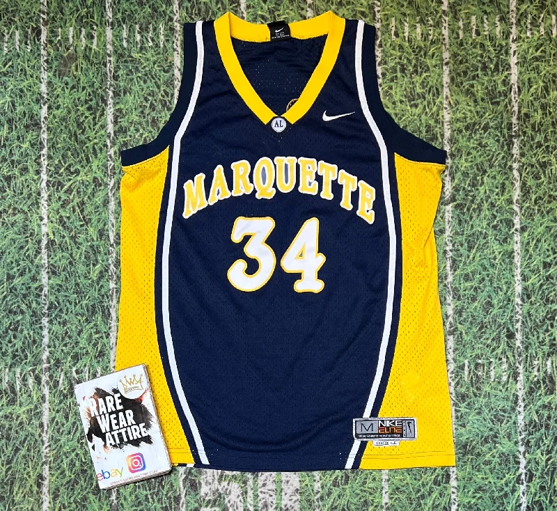 NIKE Marquette University Basketball Marquette 34 Jersey M Yellow Navy Ncaa 5621