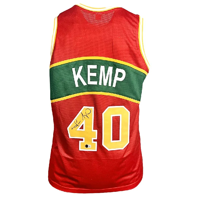 Shawn Kemp Signed Seattle Classic Red Basketball Jersey (Beckett)