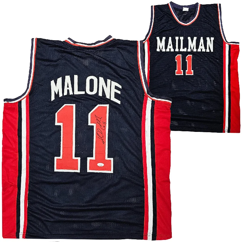 Team USA Karl Malone Autographed Blue Jersey JSA Stock #215760