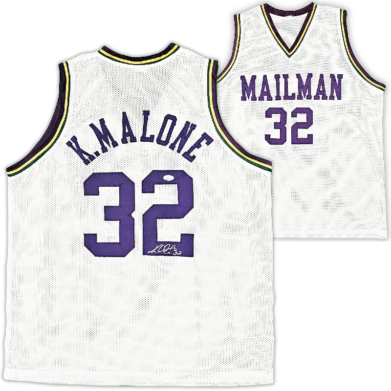 Utah Jazz Karl Malone Autographed White Jersey JSA Stock #215758