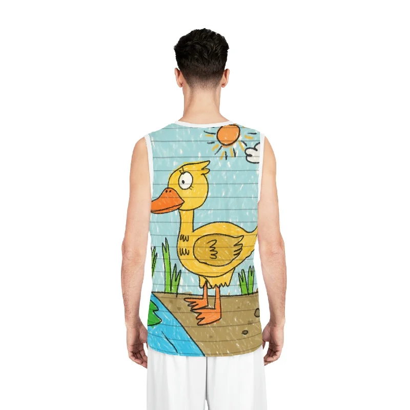 Yellow Duck Bird Pond Basketball Jersey (AOP)