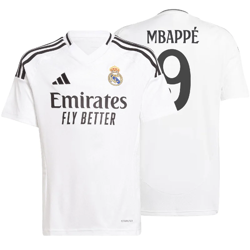 adidas Kids Real Madrid 2024/25 Home Jersey w/ Mbappe #9 Printing