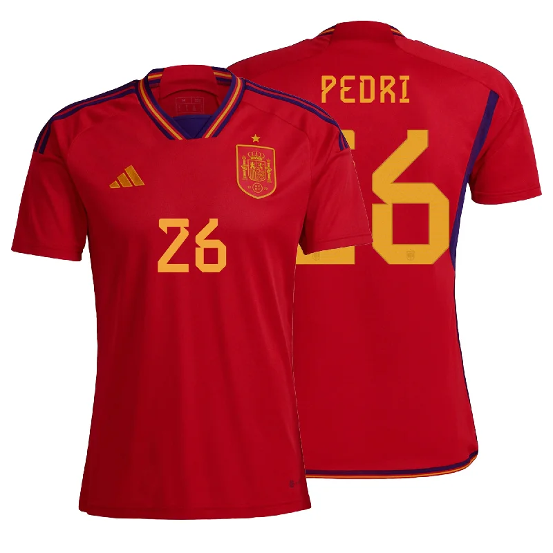 adidas Men's Spain 2022/23 Home Jersey w/ Pedri #26 Printing