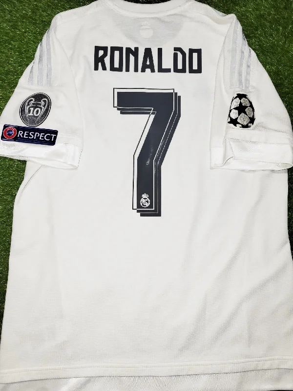 Cristiano Ronaldo Real Madrid 2015 2016 UEFA FINAL Home Soccer Jersey Shirt L SKU# S12614