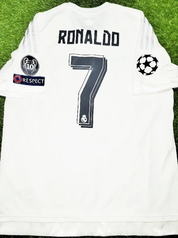 Cristiano Ronaldo Real Madrid 2015 2016 UEFA Home Soccer Jersey Shirt XL SKU# AK2496