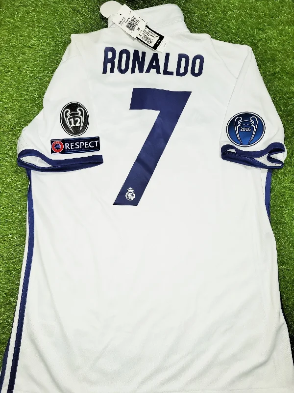 Cristiano Ronaldo Real Madrid 2016 2017 UEFA Home Soccer Jersey Shirt BNWT M SKU# AI5187