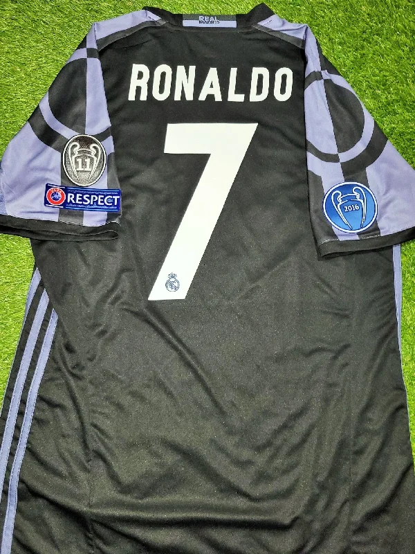 Cristiano Ronaldo Real Madrid 2016 2017 UEFA Third Soccer Jersey Shirt L SKU# AI5139