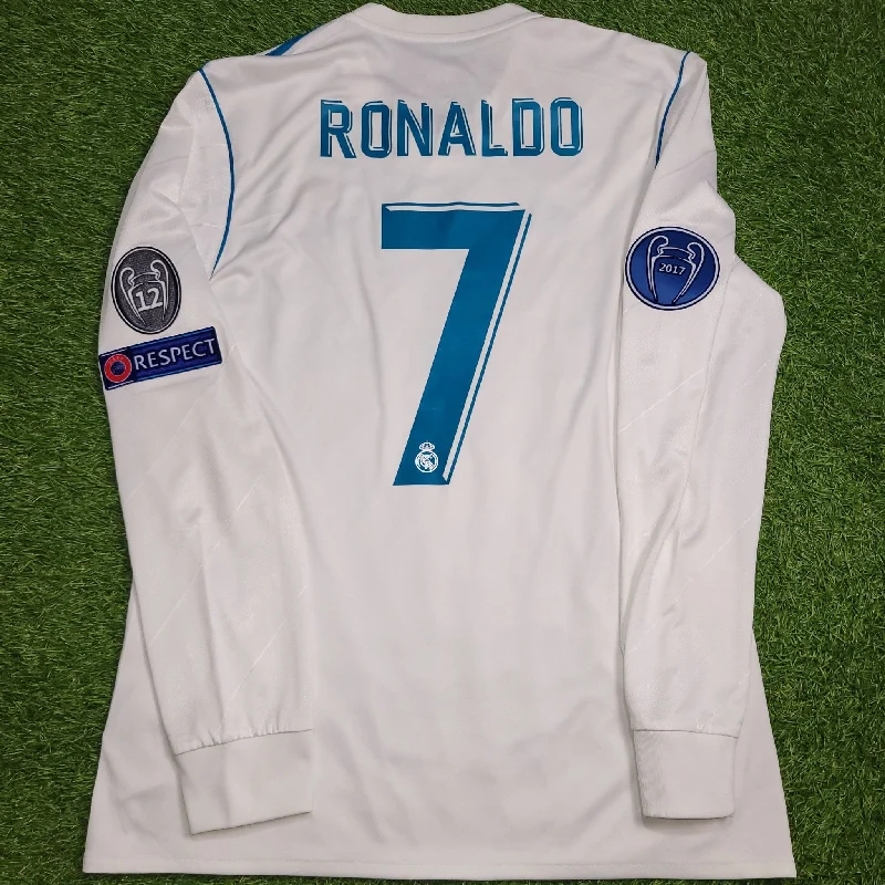 Cristiano Ronaldo Real Madrid 2017 2018 LAST GAME UEFA FINAL Long Sleeve Soccer Jersey Shirt M SKU#  B31106