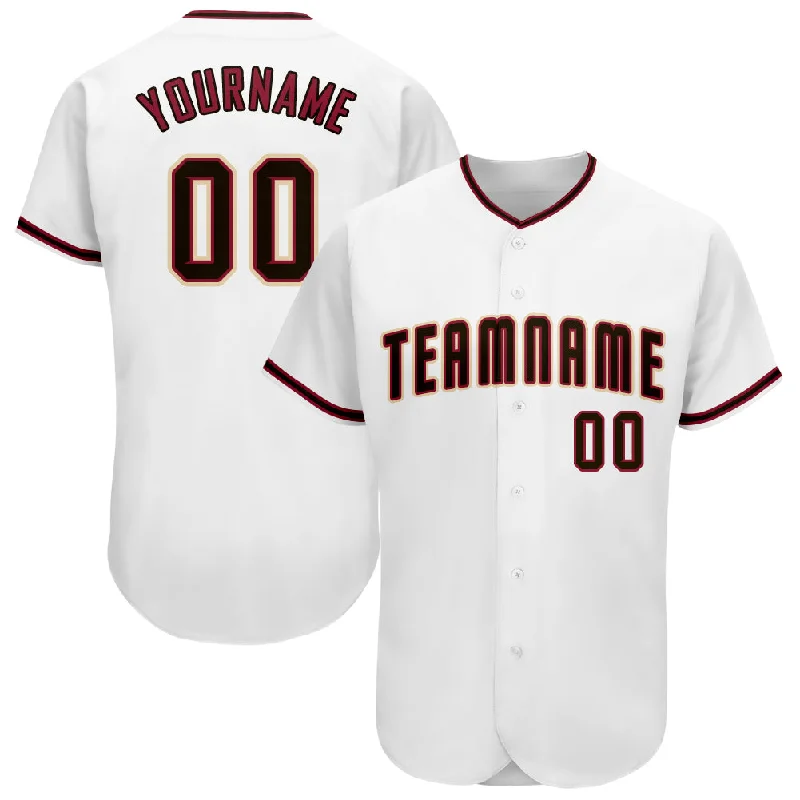 Custom White Black-Crimson Baseball Jersey