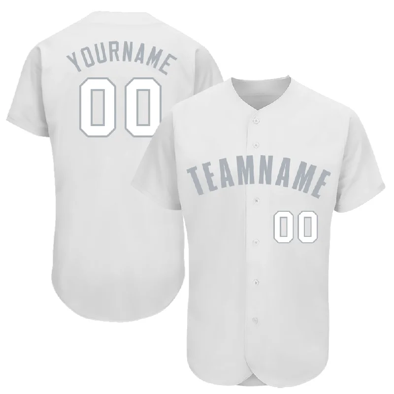 Custom White Gray Baseball Jersey