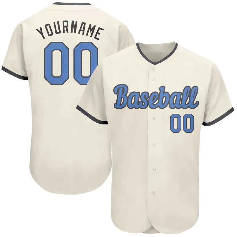 Custom Cream Light Blue-Steel Gray Authentic Father's Day Baseball Jersey