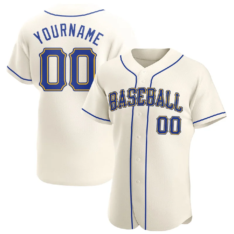 Custom Cream Royal-Gold Authentic Baseball Jersey