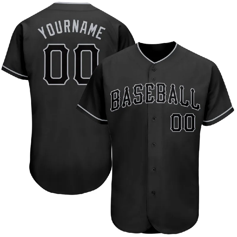 Custom Black Black-Gray Authentic Baseball Jersey