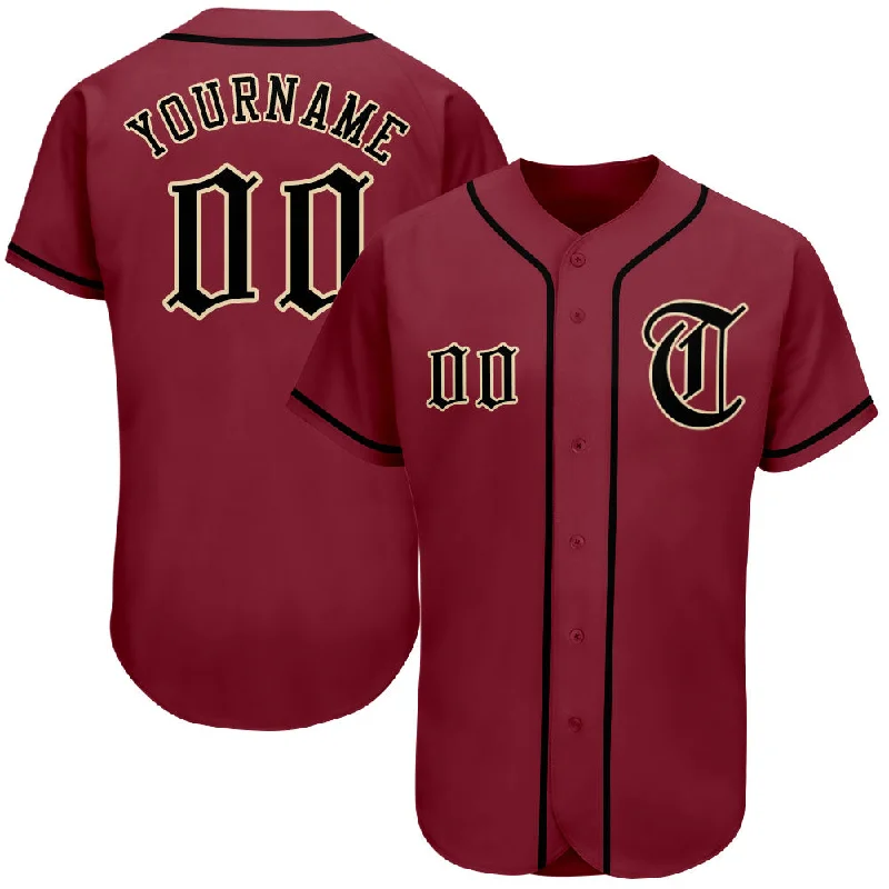 Custom Crimson Black-City Cream Authentic Baseball Jersey