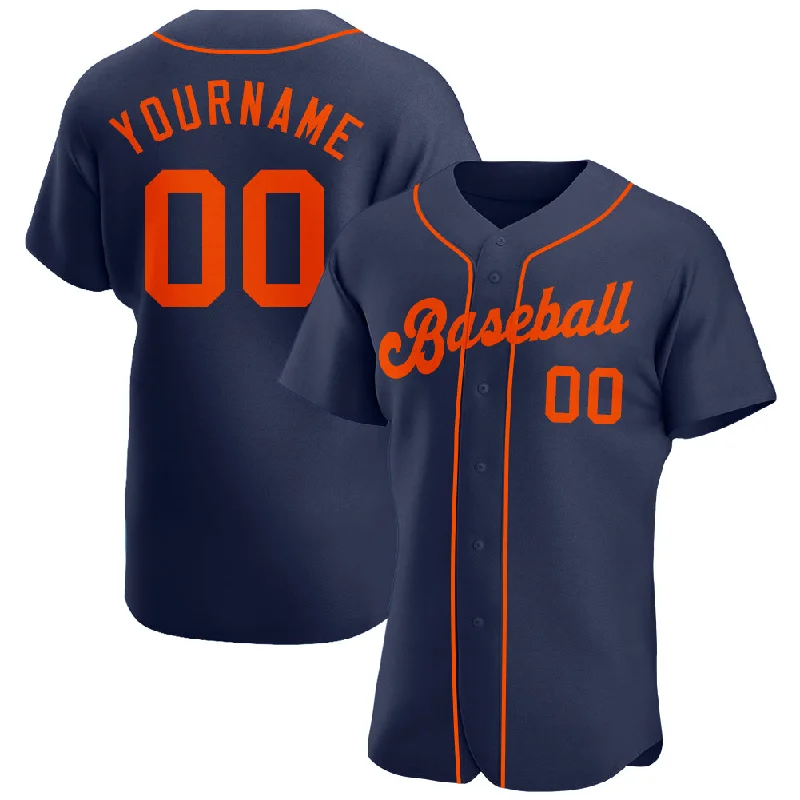 Custom Navy Orange Authentic Baseball Jersey