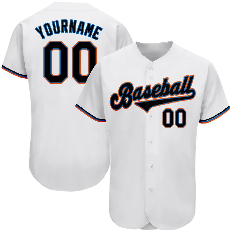 Custom White Black-Powder Blue Authentic Baseball Jersey