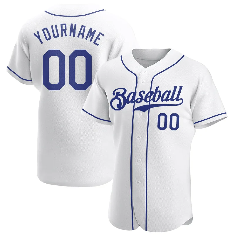 Custom White Royal Authentic Baseball Jersey