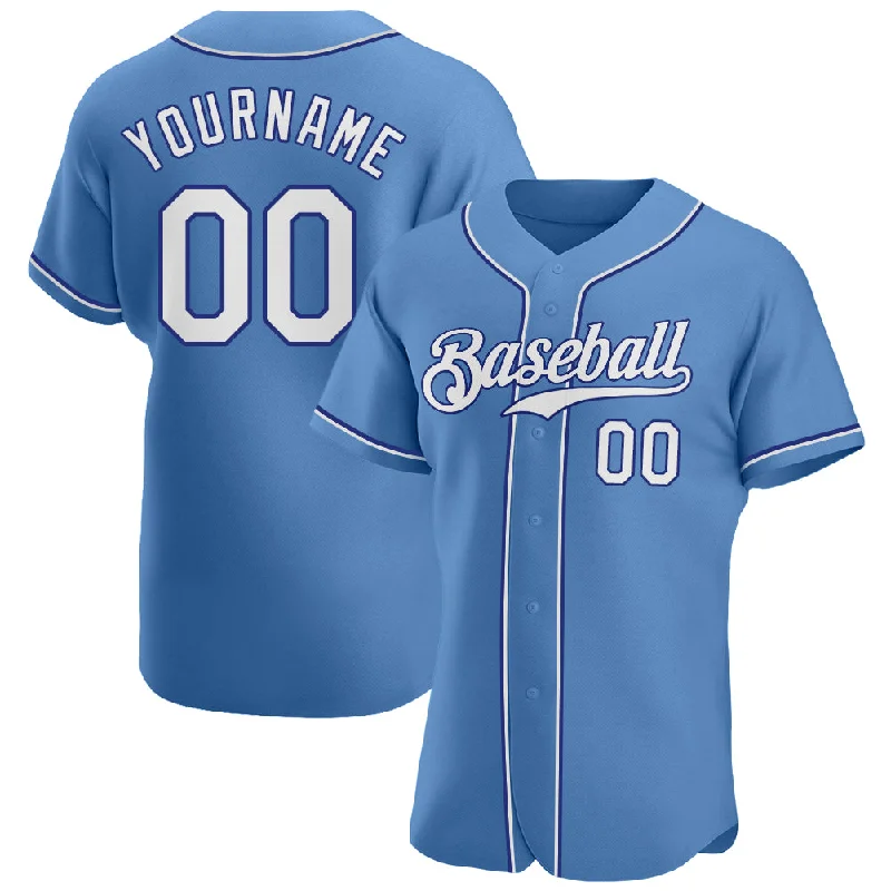 Custom Light Blue White-Royal Authentic Baseball Jersey