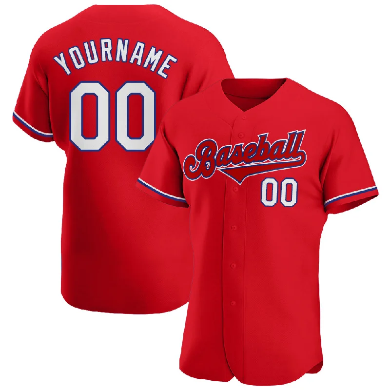 Custom Red White-Royal Authentic Baseball Jersey