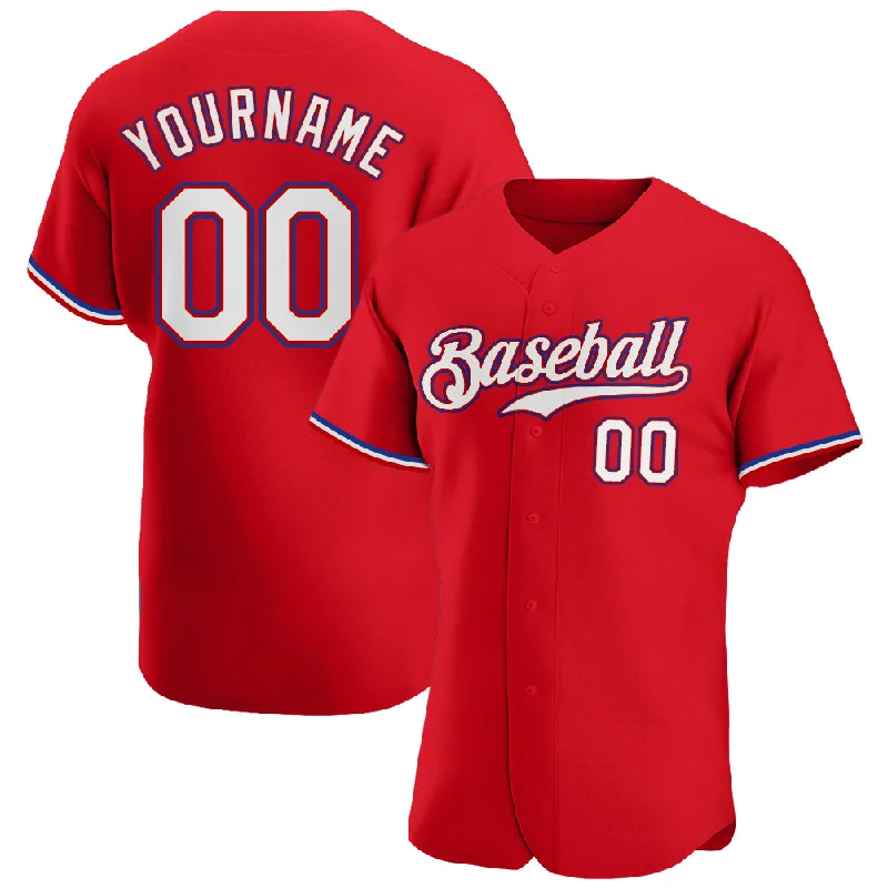 Custom Red White-Royal Authentic Baseball Jersey