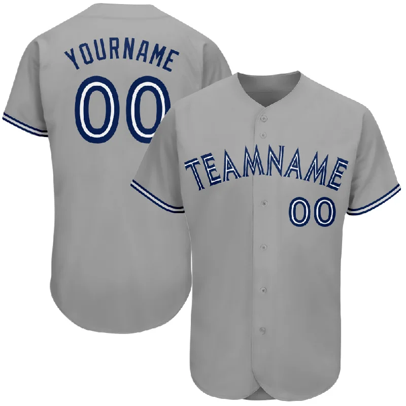 Custom Gray Royal-White Authentic Baseball Jersey