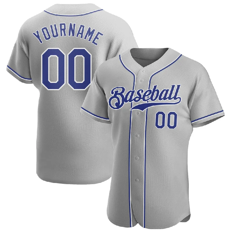 Custom Gray Royal-White Authentic Baseball Jersey