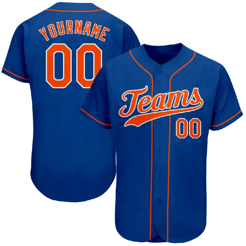 Custom Royal Orange-White Authentic Baseball Jersey