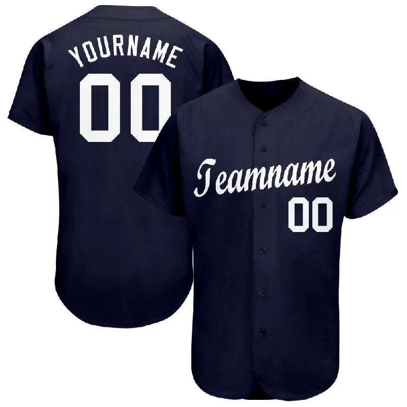 Custom Navy White Baseball Jersey