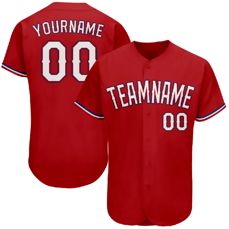 Custom Red White-Royal Authentic Baseball Jersey