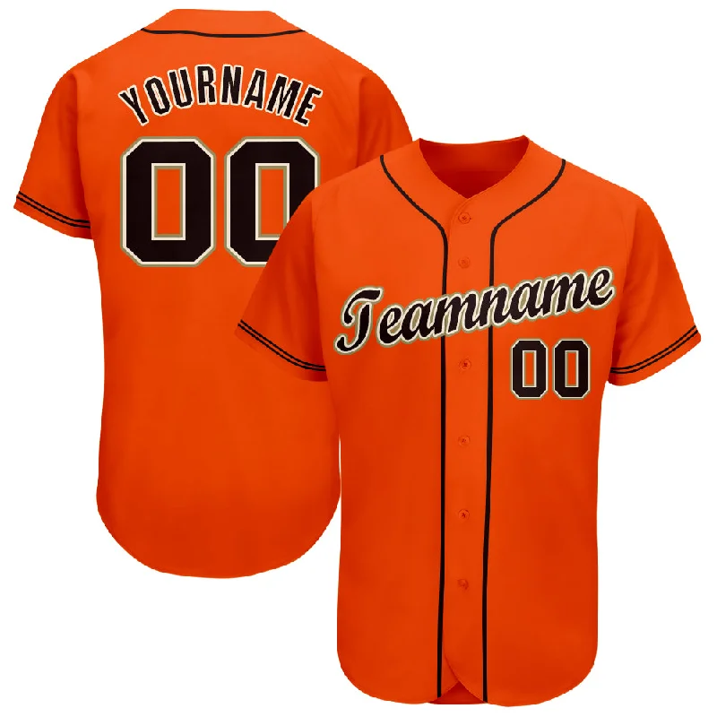 Custom Orange Black Cream-Old Gold Baseball Jersey