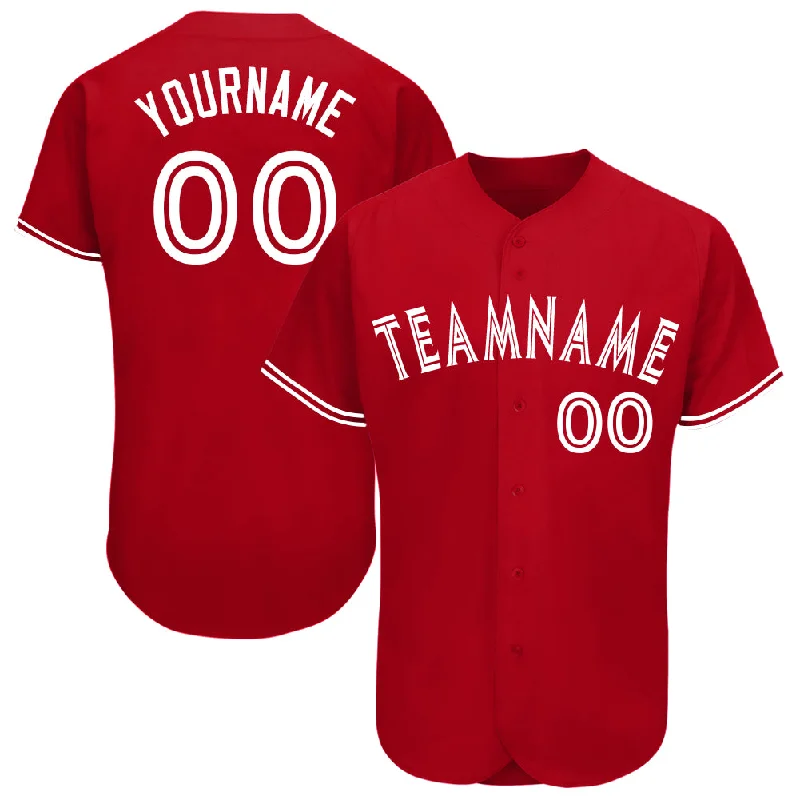 Custom Red White Baseball Jersey